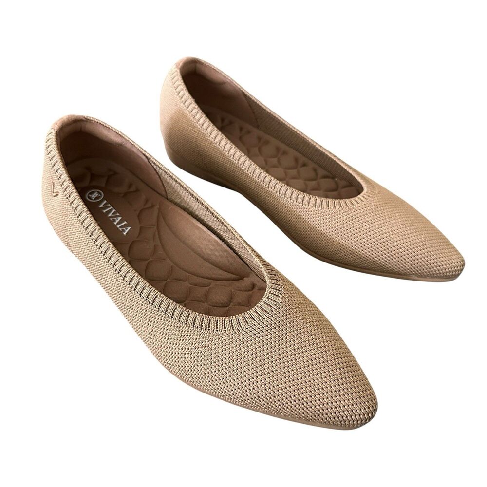 VIVAIA Tamia Walker Ballet Flat Sz 36.5 US 6.5 pointed-toe Lightweight Tan